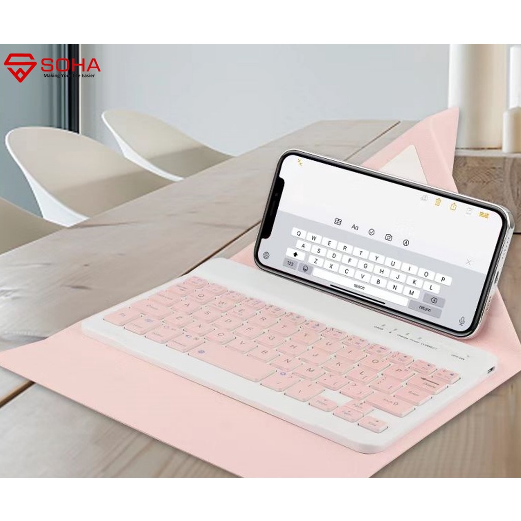 SK-08 Keyboard Case Universal for Tablet Sarung Keyboard Wireless Bluetooth Leather Case Tablet Folio Ukuran 7 - 8 Inch Design Cover Warna Warni