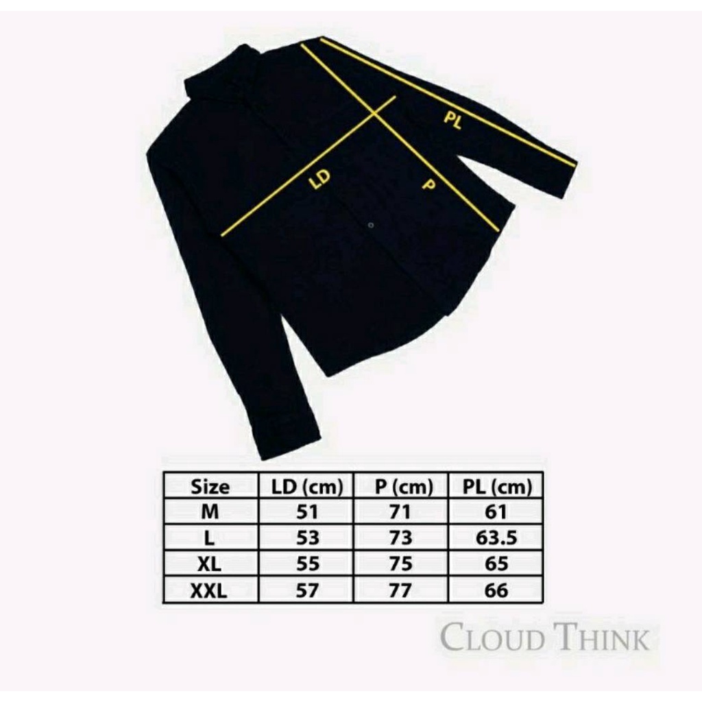 Kemeja Lengan Panjang Pria Army Original Brand Cloud Think bahan Pique