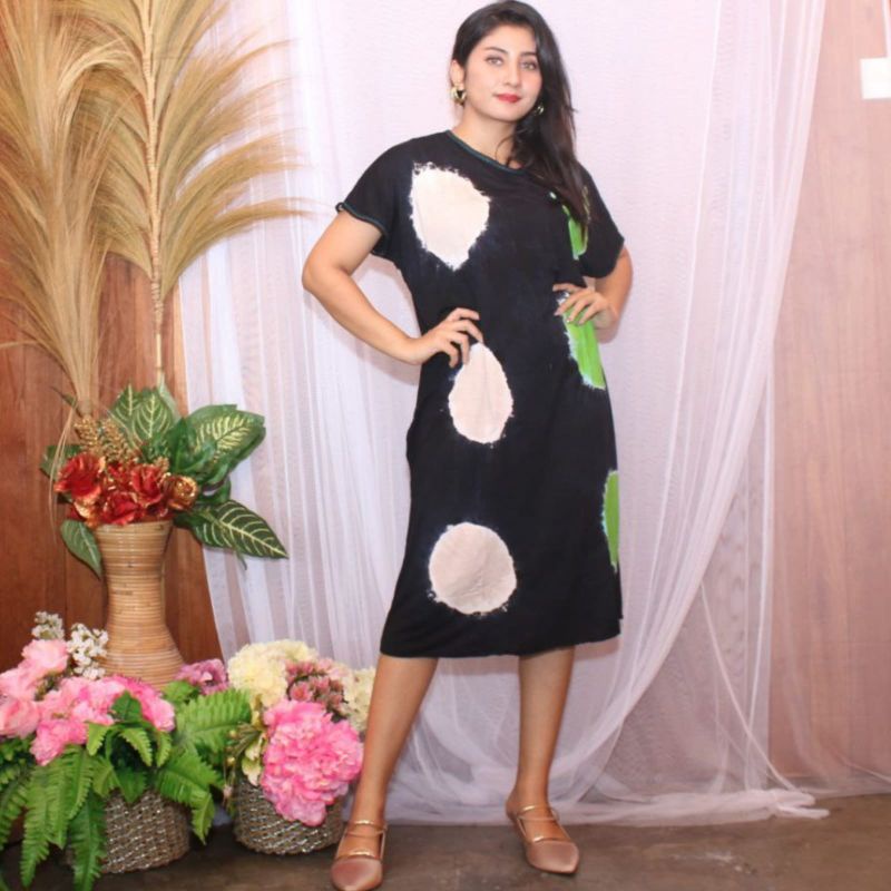 Dress Mega Motif Bali Jersey Salur