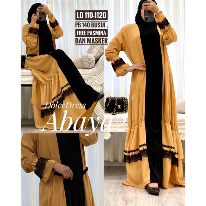 Daster arab DOLCE ABAYA Gamis Syar'i Dress Mewah