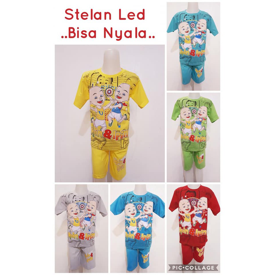 Stelan anak  LED  Upin ipin stelan anak  bisa nyala baju  