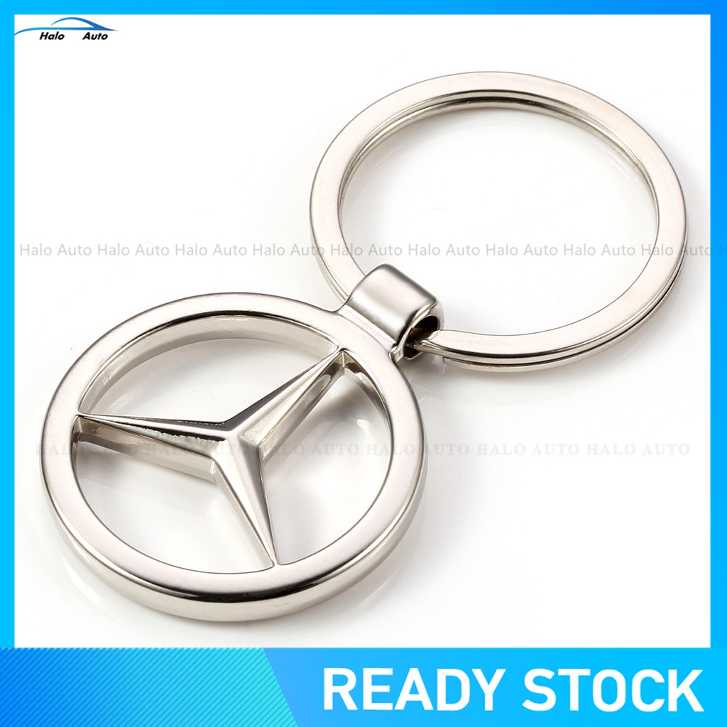 Gantungan Kunci Mobil Desain Logo Mercedes Benz Bahan Stainless Steel Metal