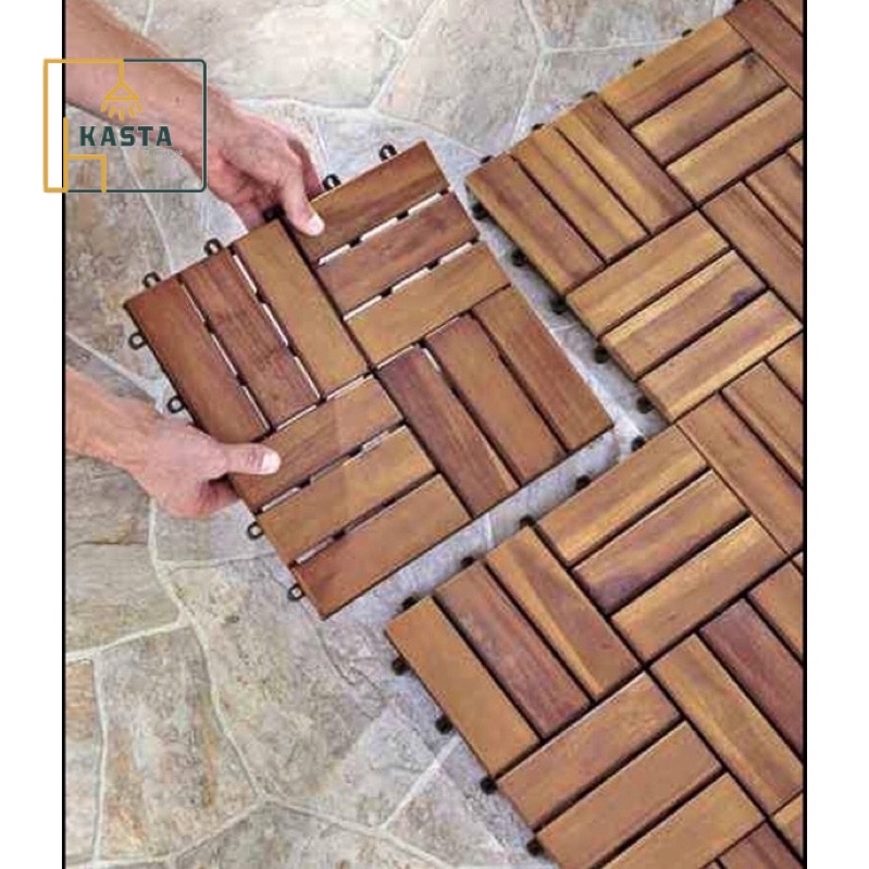 Lantai Kayu Decking Tile Jati Jepara Bongkar Pasang