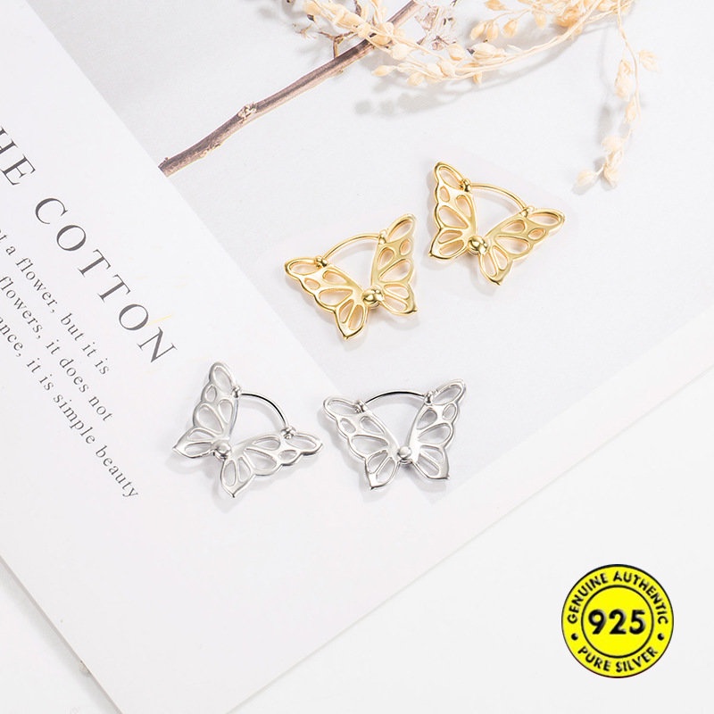 Anting Tusuk Model Kupu-Kupu Hollow 18K Untuk Wanita U1063