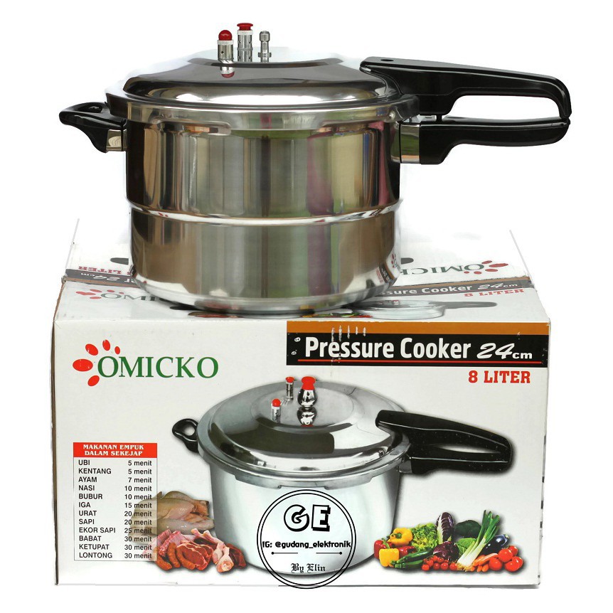 Omicko Panci Presto 24 cm Kapasitas 8 Liter Pressure Cooker-body tebal