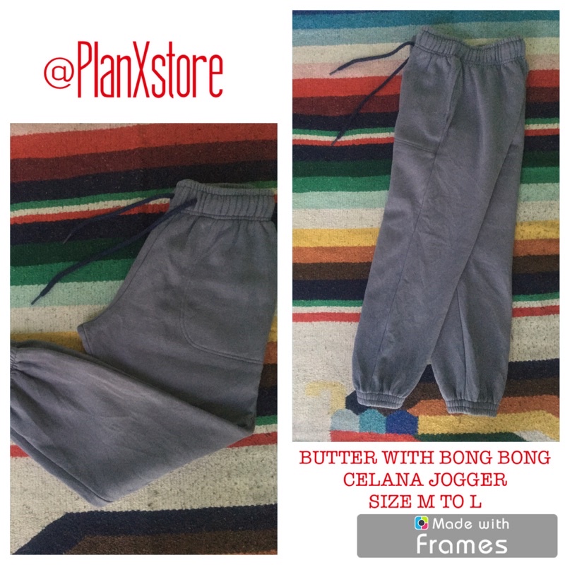 BUTTER WITH BONG BONG CELANA JOGGER PRELOVED TERJANGKAU WARNA ABU ROKOK