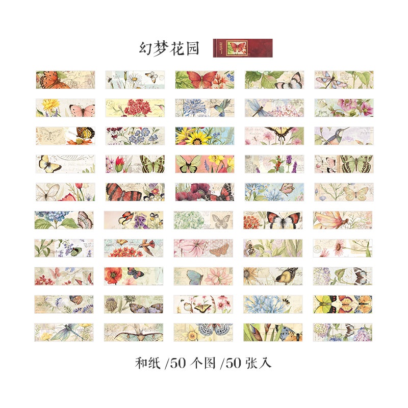 Journamm 50pcs/pack Vintage Material Stickers Mini Book Scrapbooking Junk Journal Creative Stationery DIY Decoration Stickers-A