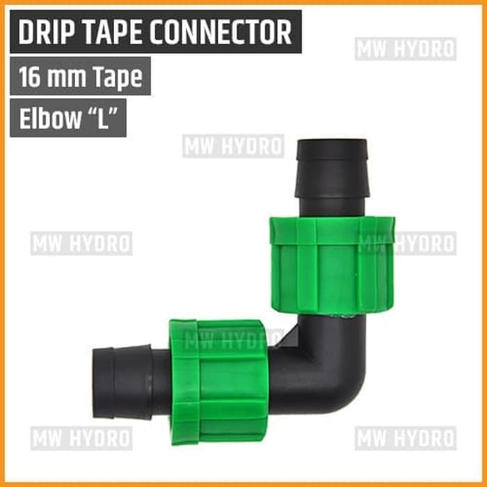 Elbow, Drip Tape Connector 16mm (Lock Nut Fitting)