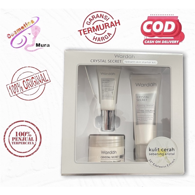 [ stater kit ] new ! wardah crystal secret radiant skin stater kit versi - trial kit wardah crystal secret