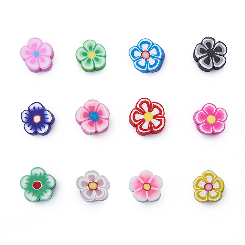 30Pcs/lot 10mm Clay Flower Mix Color Polymer Spacer Loose Beads For Jewelry Making Bracelets Necklace DIY Earrings Accessories