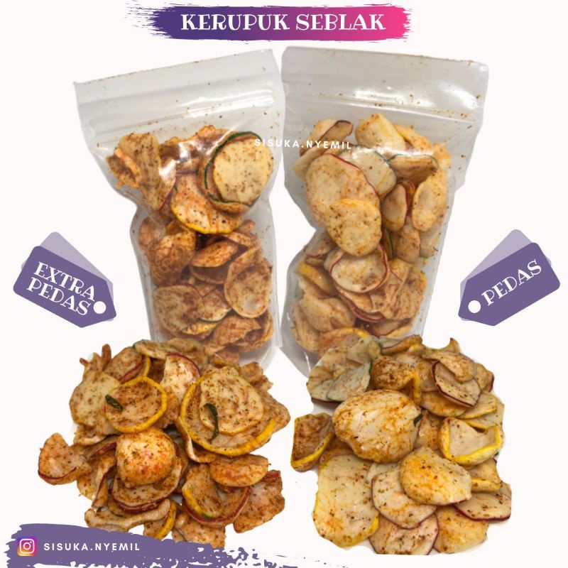 

Kerupuk seblak & Batagor kering Seblak basah/ Kerupuk cikur Berat 50gr