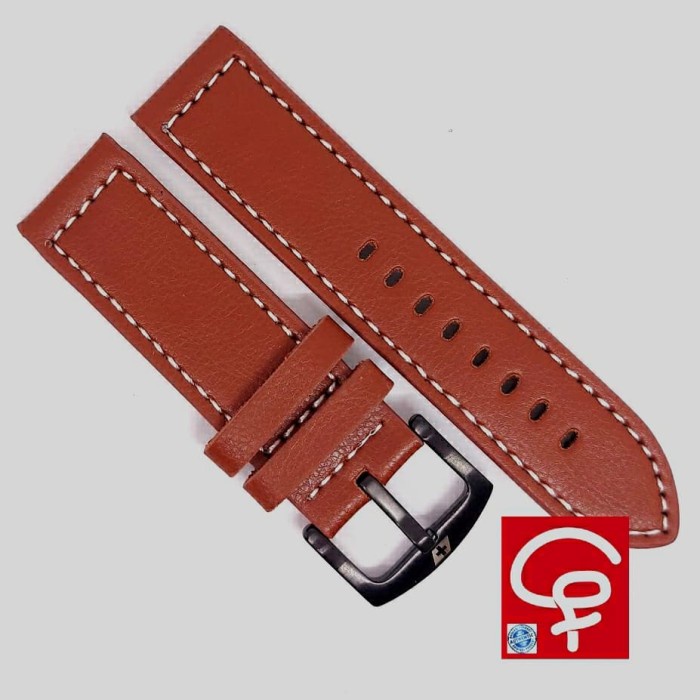 Tali Jam Tangan Swiss Army 24 Mm Strap Kulit Asli Genuine Leather Cokelat Kekinian Awet Fashion Casu