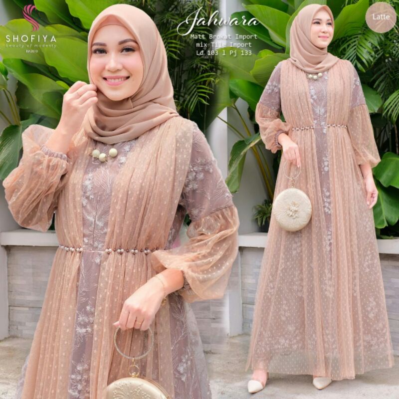 JAHWARA &amp; FAARIHA Maxi Dress Brokat Ori by Shofiya