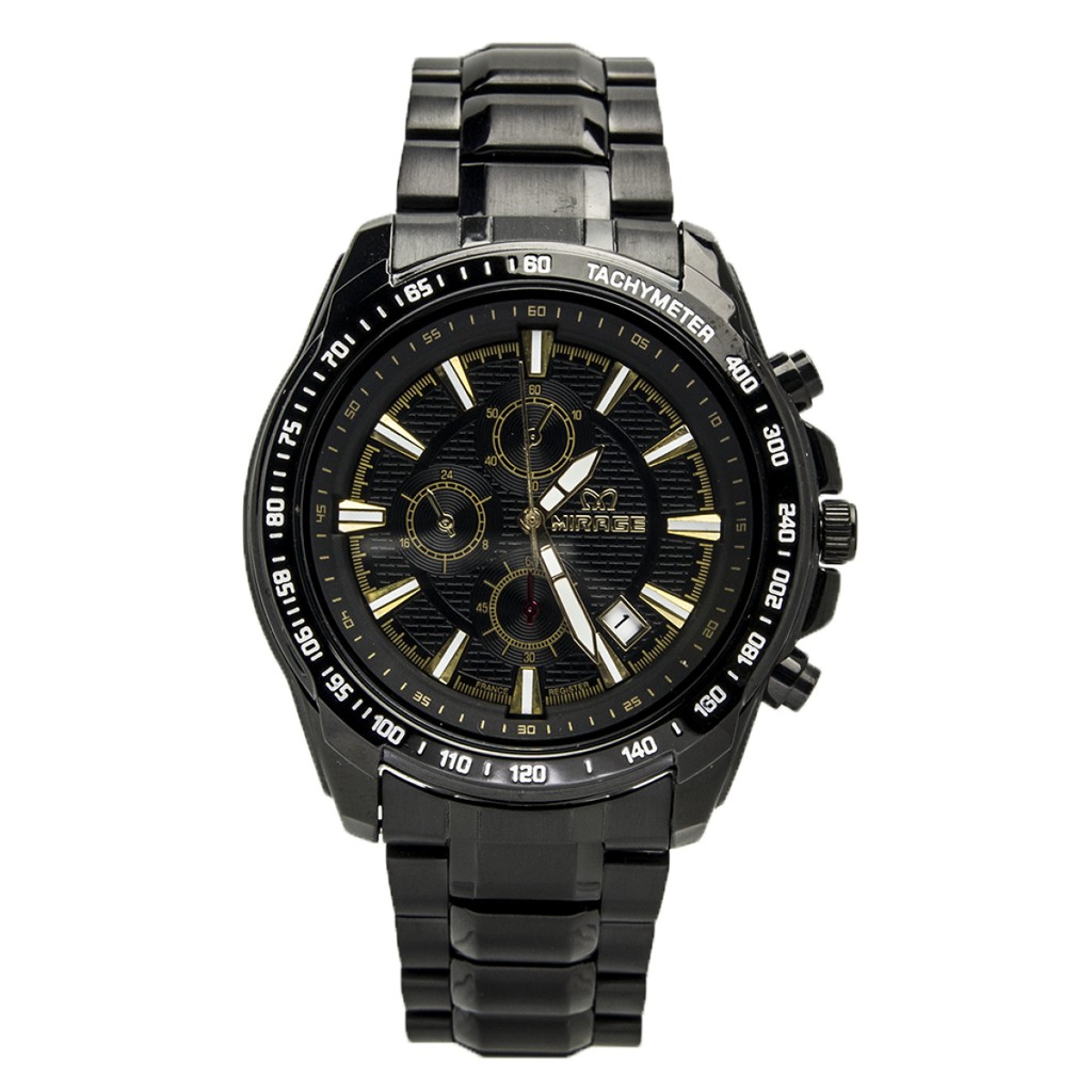 Jam Tangan Pria Mirage Original 8305 Full Hitam Bergaransi Tahan air 3ATM