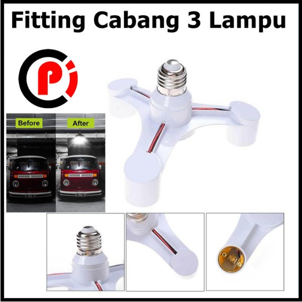 Fitting E27 Cabang 3 Lampu Bohlam Studio Fiting