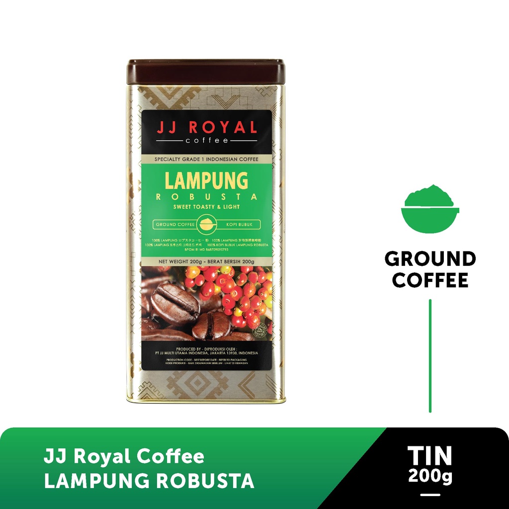 

JJ Royal Coffee Lampung Robusta Ground Tin 200g (Bubuk)