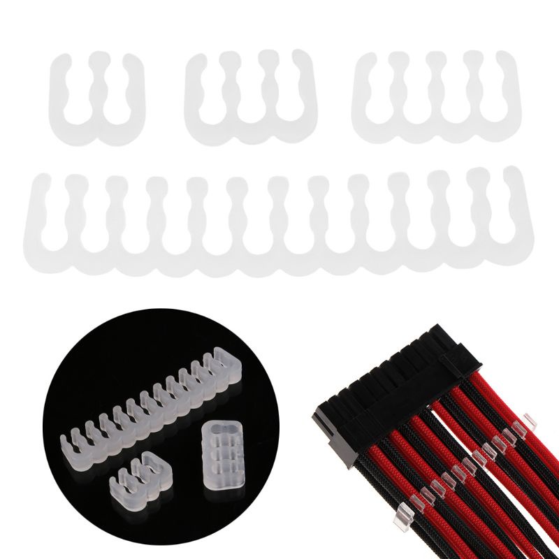 btsg 16Pcs/Set PP Cables Comb/Clamp/Clip/Organizer/Dresser for 2.5-3.2mm PC Power Cables Wiring 4/6/24 Pin Computer Cable Manager