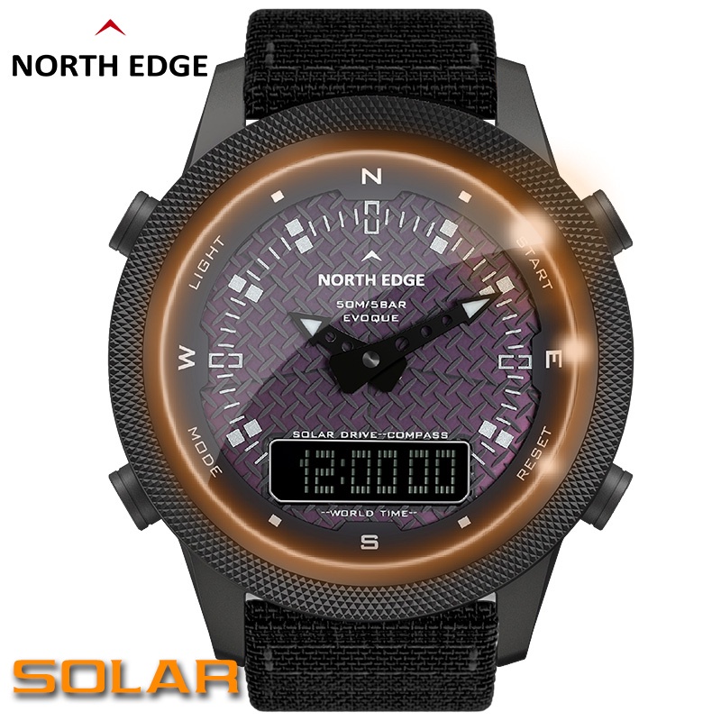 NORTH EDGE EVOQUE SPORT WATCH Jam Tangan Sport Digital Tenaga Surya Anti Air 50m