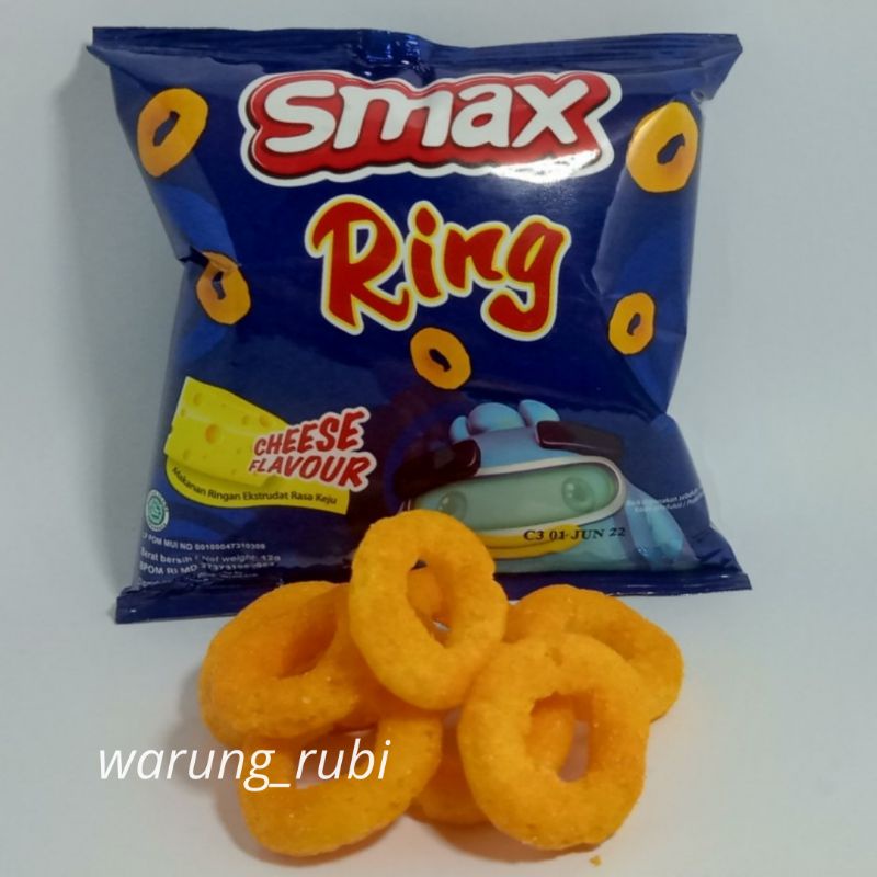 Smax Ring Cheese Flavour rasa Keju 12 gram, Harga 1pcs. by warung_rubi.  Snack Cemilan Chiki Jajanan