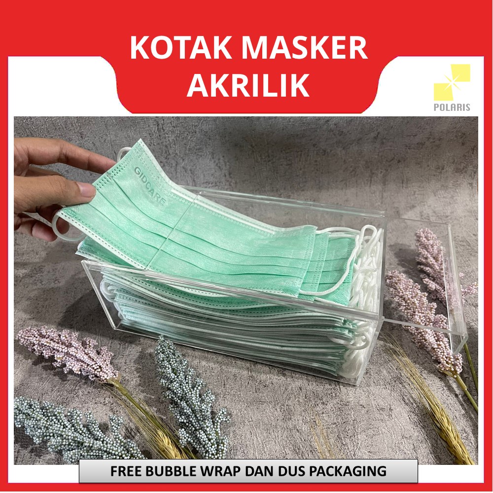 KOTAK MASKER AKRILIK KOTAK PENYIMPANAN MASKER ACRYLIC WADAH MASKER BOX MASKER TRANSPARAN BOX PENYIMPANAN MASKER