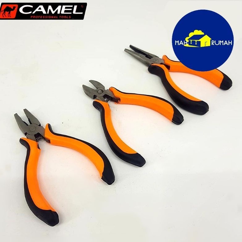 (@1pcs) Tang Mini 4.5&quot; 4,5&quot; inch Kombinasi Lancip Potong Knip Karet - CAMEL