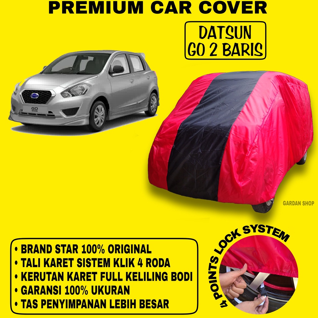 Body Cover DATSUN GO 2 BARIS MERAH HITAM Penutup Bodi Mobil Datsun Go 2 Baris Waterproof PREMIUM