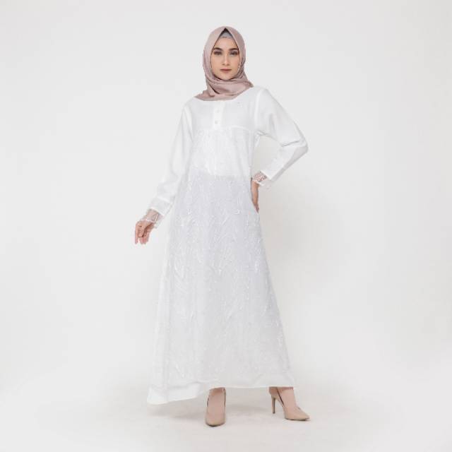 DRESS WHITE RAMADHAN FIT TO L DRESS PUTIH BRANDED TERBARU ORIGINAL