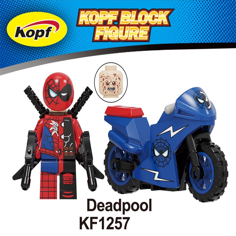 Marvel Mainan Balok Bangunsusun Mini Model Bentuk Deadpool Spider Man Untuk Anak