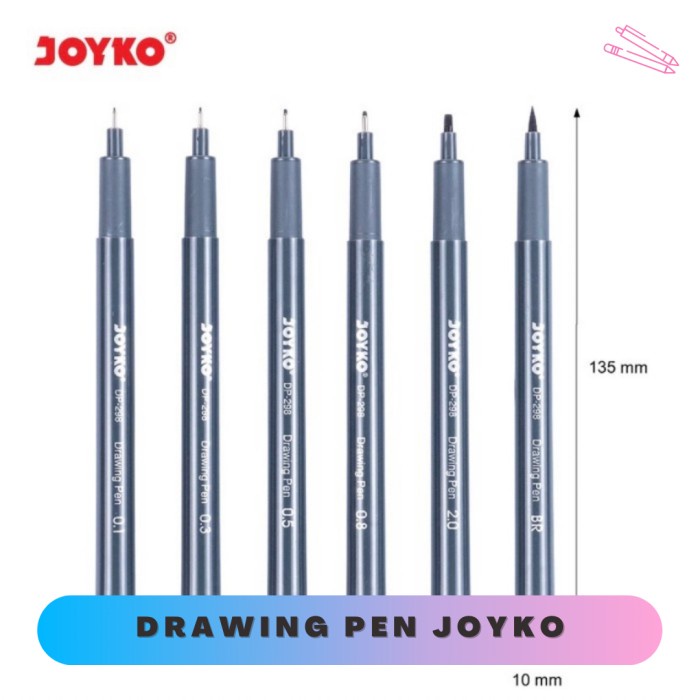 

Pendrawing- Drawing Pen Joyko/Drawing Pen Joyko 1 Set Isi 6 -Drawing-Pen.