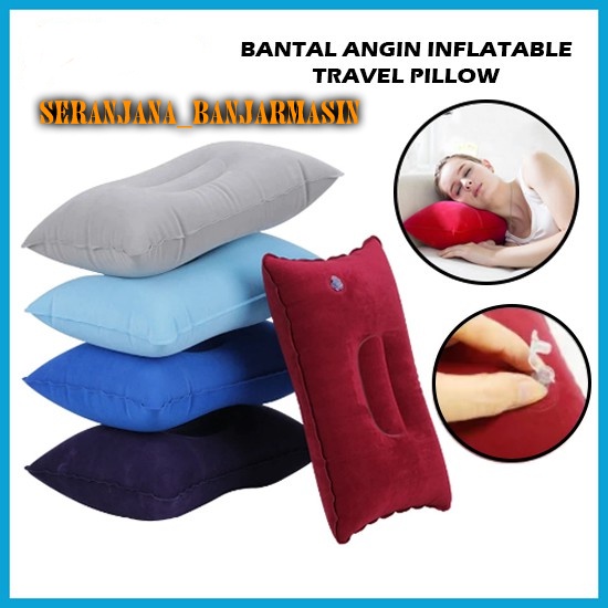 Bantal Angin Tiup Inflatable Travel Pillow Air Udara Ringan Camping Outdoor Pesawat Mobil Portable