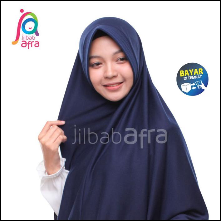 Jilbab Afra Arfa Amira Hijab Kerudung Instan Antem Bergo Biru Dongker