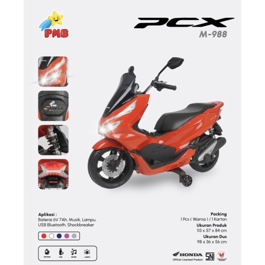 Motor Aki Anak Honda PCX M-988 PMB M988 Motor Listrik Mainan Anak