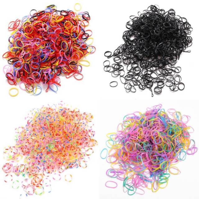 1000PCS/bag Ikat Karet Rambut Wanita Korea Anak Elastis Hair Ties Kids Girl Black Colourful Hairband