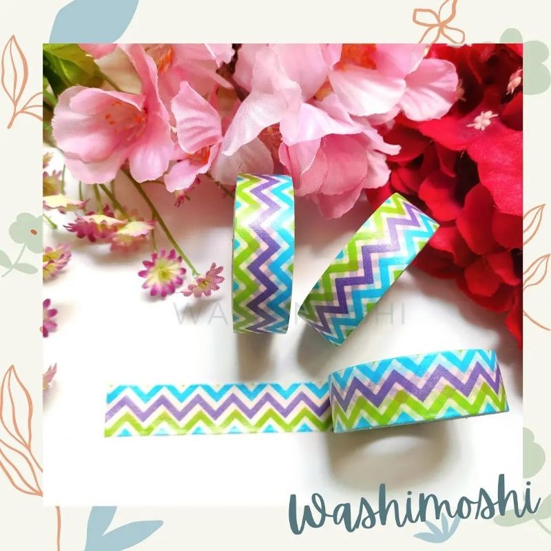

washimoshi Masking Washi Tape Blue Zig Zag Design (10 meter)
