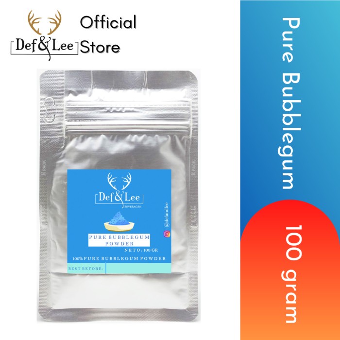 

Siap Kirim Pure Bubblegum Flavour Powder 100 Gram (Bubuk Perasa Bubble Gum Murni)