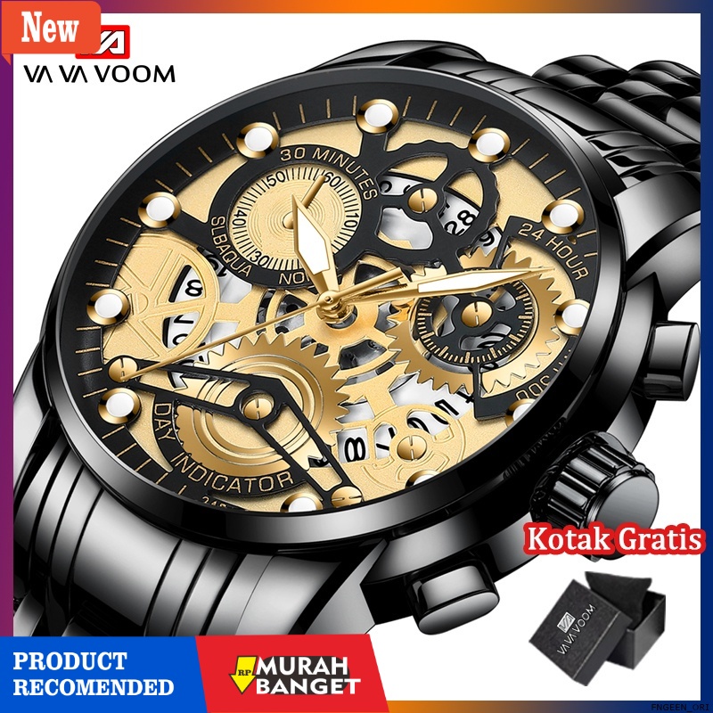 Jam tangan analog pria terbaik- Jam Tangan Pria Kronograf Luxury Sport VA VA VOOM Quartz Business Wa