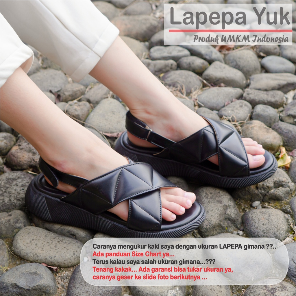 LAPEPA YUK -  Sepatu Sandal Wanita Wedges JOVITA ALL COLOR Model Ban dua Tali Strap belakang Hak Tinggi Sole Spatu Sendal Gunung Cewek  Size 36 37 38 39 40 41 Warna Hitam Black Cewe Kekinian Premium Terbaru Shoes Ori Original Mall Official Store Promo