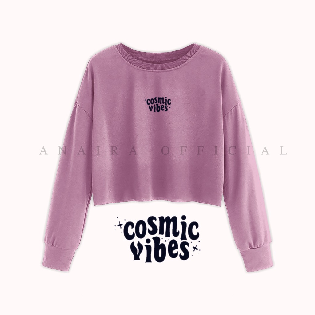 SWEATER CROP COSMIC VIBES WANITA  ANAIRAOFFICIAL