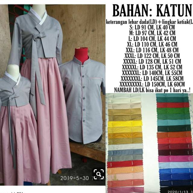 Couple lebaran dress hanbok 3in1 jumbo Bigsize