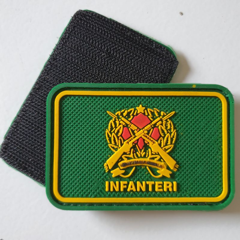 PATCH RUBBER LOGO INFANTERI TNI AD/TEMPELAN EMBLEM KARET VELCRO