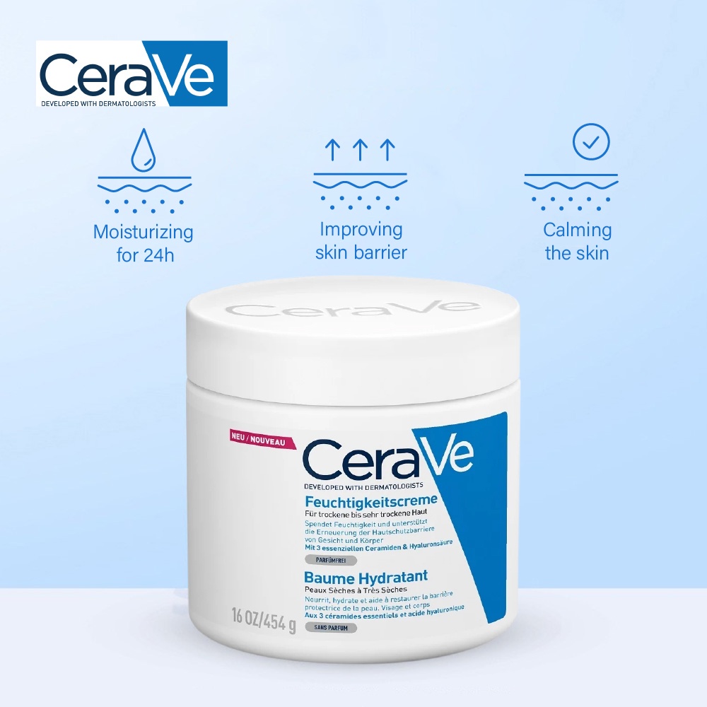 CeraVe Moisturising Cream Baume Hydratant For Dry to Very Dry 454g 100% Original body lotion