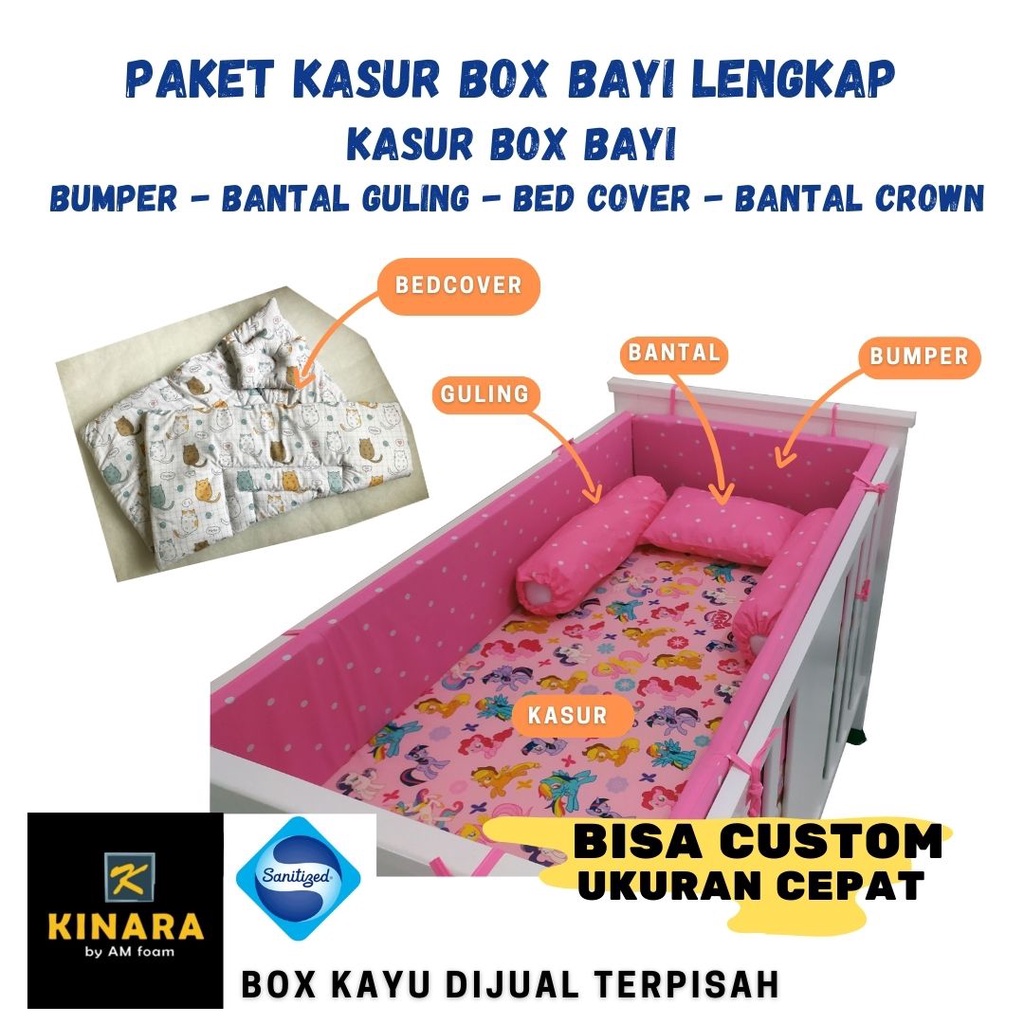 Paket Lengkap Kasur Box Bayi / Tempat tidur Bayi Premium Kinara