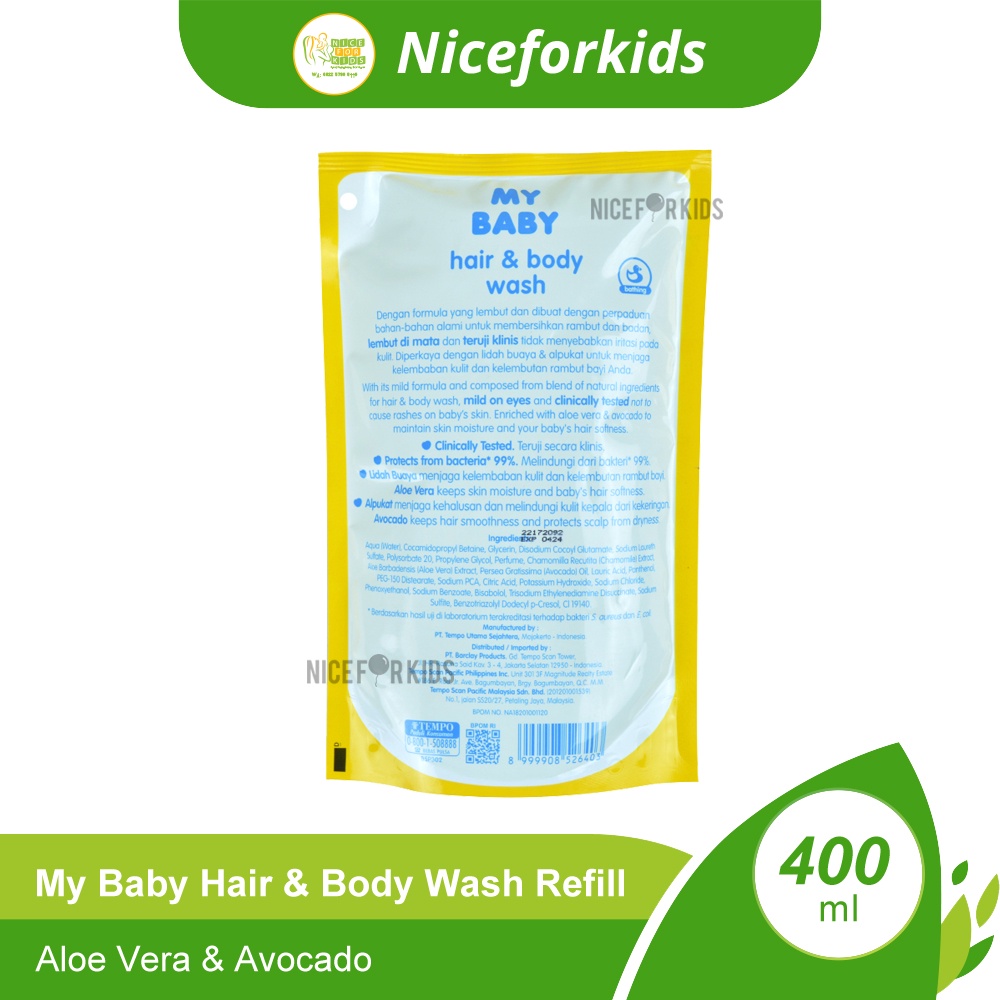 My Baby Hair &amp; Body Wash Refill 400ml / Sabun Mandi 2in1 Refill 400ml