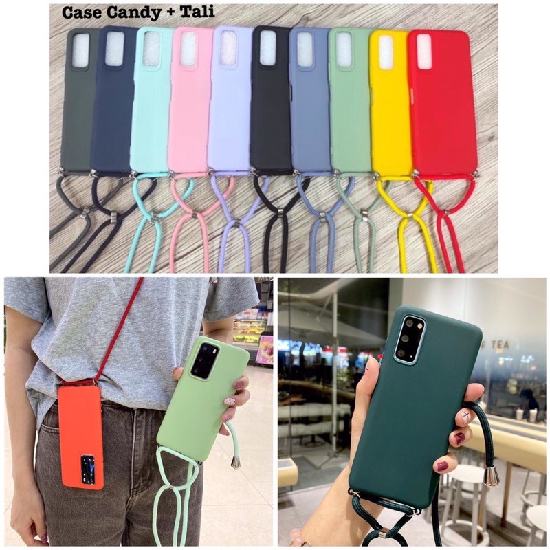SILIKON SOFTCASE POLOS WARNA MACARON DENGAN TALI OPPO A15 OPPO A3S OPPO REDNO 4F IPHONE 12 PRO MAX