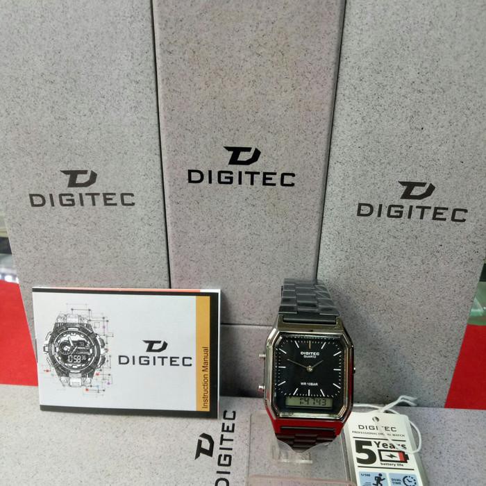 Bagus Jam Tangan Analog Digital/Dual Time wanita DG 3072 T Stainless Black Bergaransi