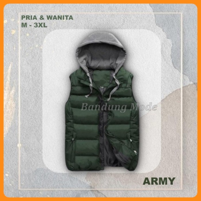 Jaket Parka Rompi Pria / Jaket Rompi Pria / Jaket Parka Lengan Buntung - Hijau, XL(L1G7) Jaket Pria 