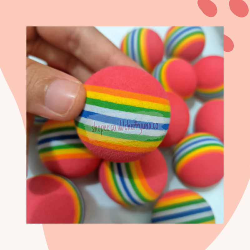 Mainan Bola Anjing Kucing Gigitan Warna Warni Pelangi Pet Dog/Cat Toy