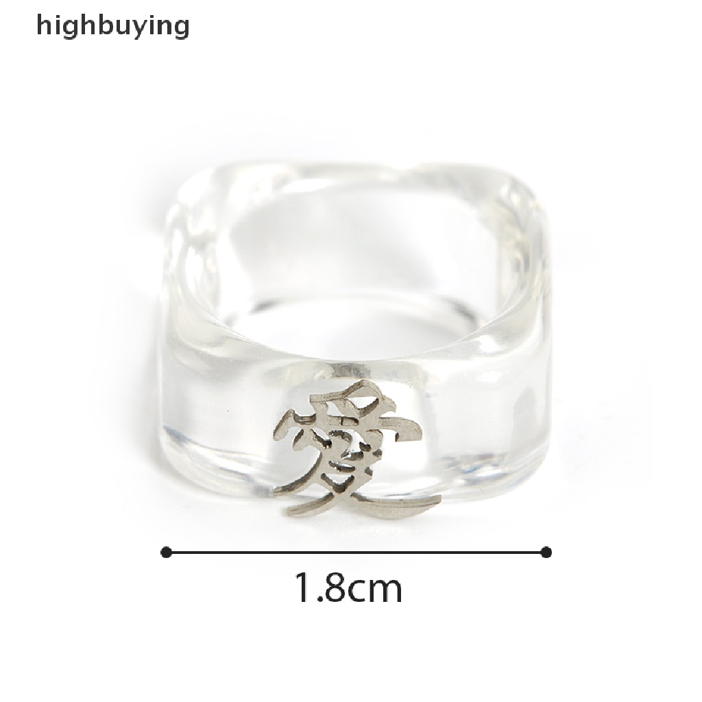 Hbid Cincin Resin Transparan Motif Tulisan Love Gaya Vintage Korea Untuk Wanita