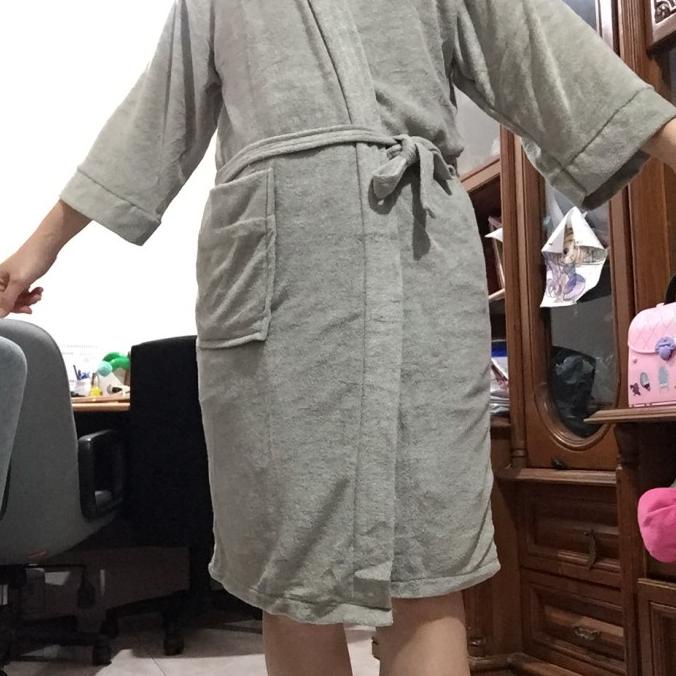 Kimono baju handuk dewasa polos abu-abu premium