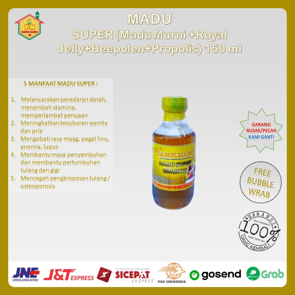 

Darul Madu ~ (Madu Murni + Propolis + Royal Jelly + Bee Pollen) ~ Madu Super 150 ml